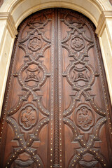 Main door of the Cathedral of Malaga, capital of the Costa del Sol, Andalusia, Spain 