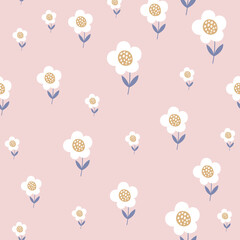 Seamless pattern with flowers. Design for fabric print. Vector illustration