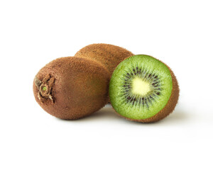 Kiwi, kiwifruits isolated. Fresh kiwifruits on white background.