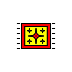 Carpet colored icon. Turkish Islamic prayer carpet. Signs, symbols