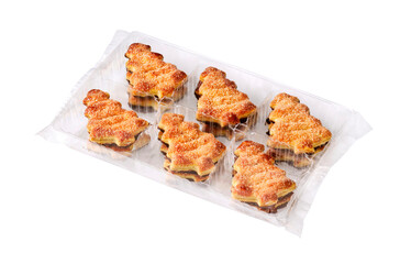 Chistmas cookies in a plastic tray