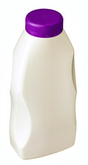 white plastic bottle with purple cap