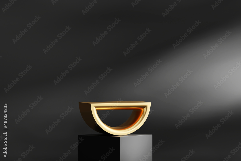 Poster 3d rendering abstract gold platform podium product presentation backdrop