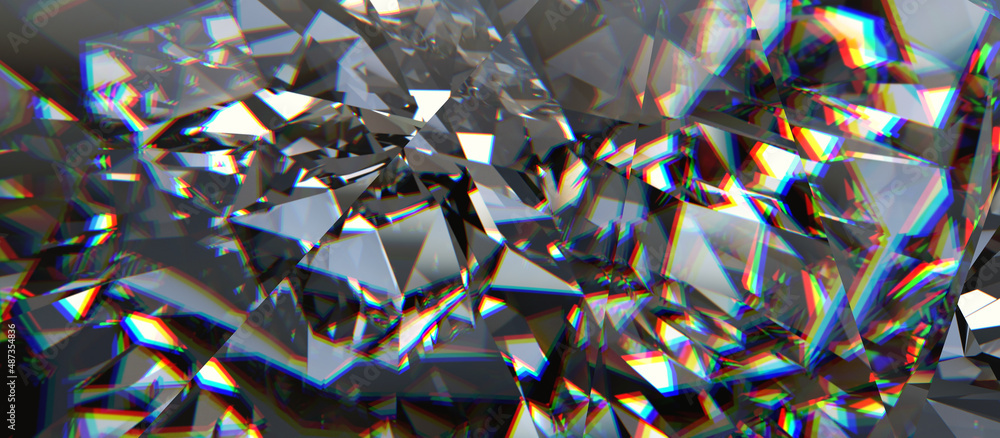 Aufkleber realistic diamond crystal with caustic close up texture background 3d rendering