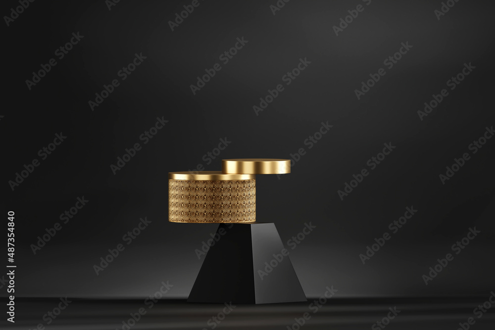 Poster 3d rendering abstract gold platform podium product presentation backdrop