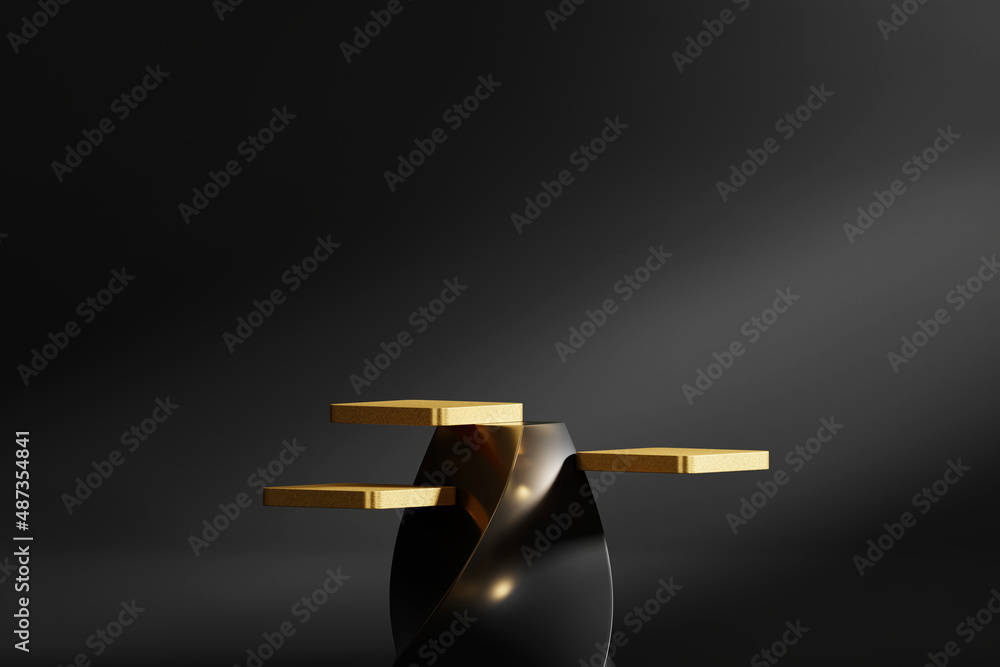 Poster 3d rendering abstract gold platform podium product presentation backdrop