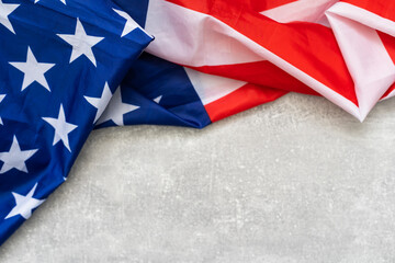 Fototapeta na wymiar Closeup of American flag on dark background