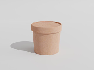 Round paper food packaging box, Kraft paper food container, 3d rendering, 3d illustration