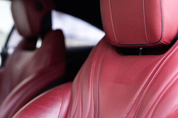 Modern car interior details. black car elements