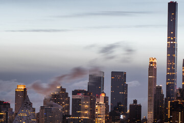 Manhattan panoramic view during early dark morning, long exposure detail shot, perfect fo web design.