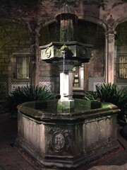 Old fountain in the center of the Gothic Quarter Spain.