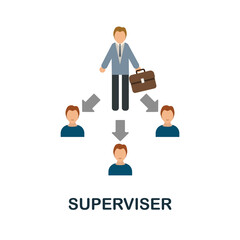 Superviser flat icon. Colored element sign from bussines profession collection. Flat Superviser icon sign for web design, infographics and more.