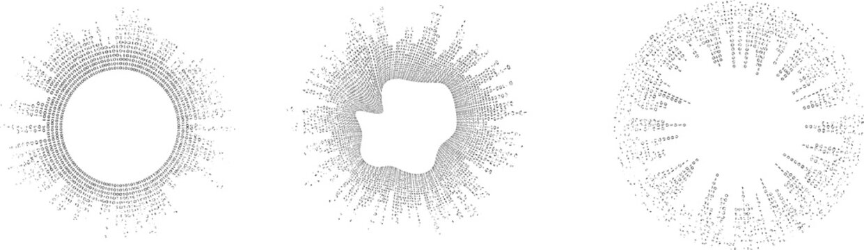 Big data futuristic design . Digital visualization . Particles stream . Gritty textured shape .Binary background . Technology information concept. Flow lines . Vector