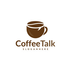 Coffee talk logo design vector. Coffee Cup and Chat Speech Bubble Icon