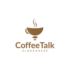 Coffee talk logo design vector. Coffee Cup and Chat Speech Bubble Icon