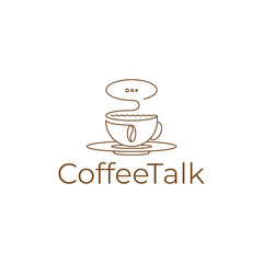 Coffee talk logo design vector. Coffee Cup and Chat Speech Bubble Icon