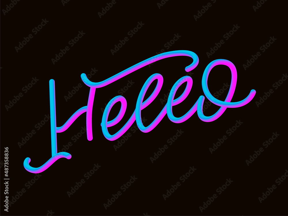 Poster hello in hand drawn style. hello world. lettering design concept. white background. hand lettering t