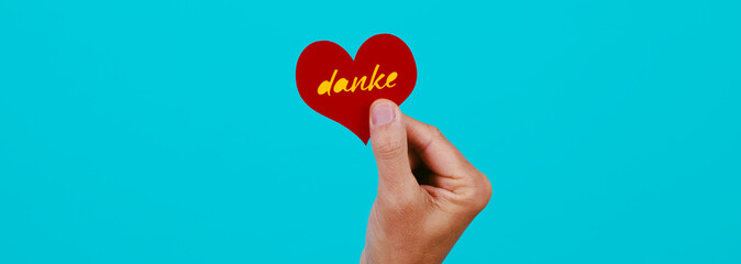 heart with the text thank you in german, banner