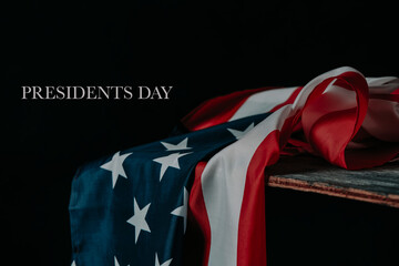 the text presidents day and the american flag - 487359259