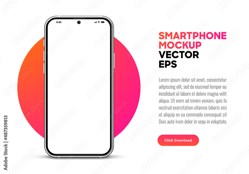 Poster 3d high quality vector mobile mockups. Ultra realistic smartphone. Device UI UX mockup for presentation template. Cellphone frame with blank screen isolated templates. 3d isometric illustration. 