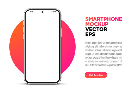 3d High Quality Vector Mobile Mockups. Ultra Realistic Smartphone. Device UI UX Mockup For Presentation Template. Cellphone Frame With Blank Screen Isolated Templates. 3d Isometric Illustration. 