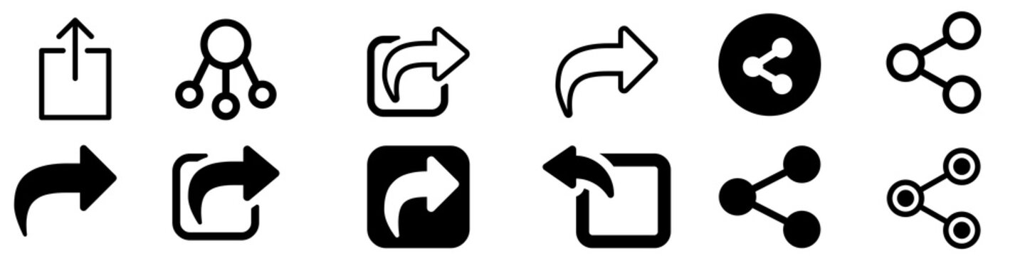 Set of share vector icon. Arrow symbol. button connection illustration sign collection.