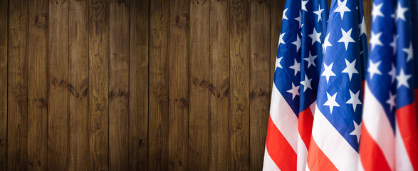 American flag on a old wooden