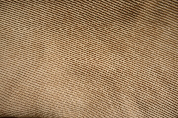 Top view of light brown corduroy fabric