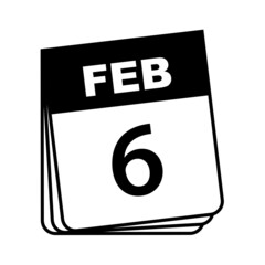 February 6. Calendar Icon. Vector Illustration.