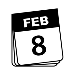 February 8. Calendar Icon. Vector Illustration.