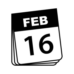 February 16. Calendar Icon. Vector Illustration.