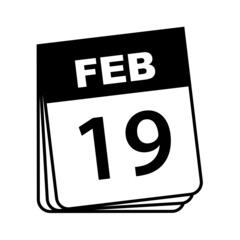 February 19. Calendar Icon. Vector Illustration.