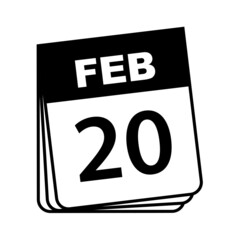 February 20. Calendar Icon. Vector Illustration.