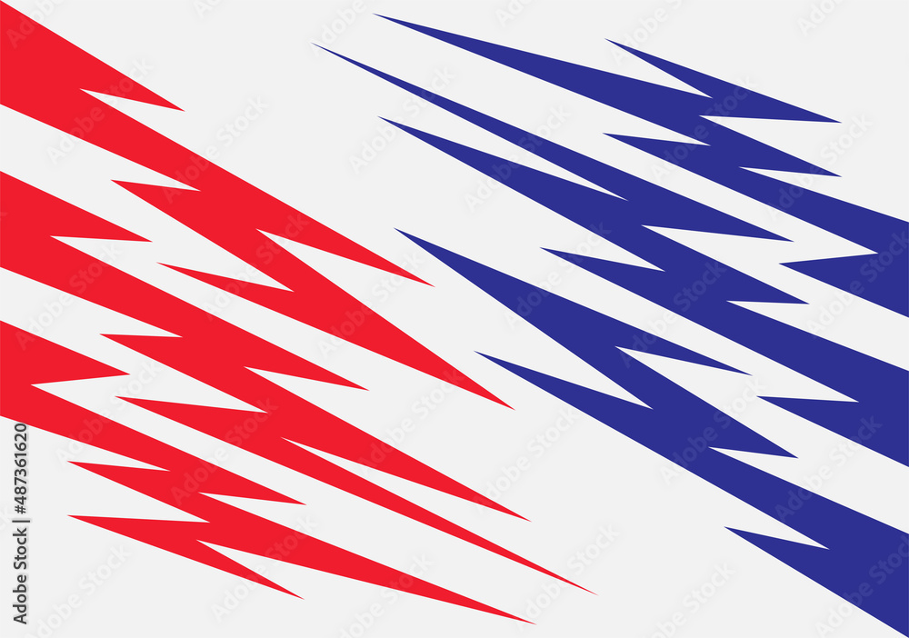 Poster abstract background with red and blue sharp and zigzag line pattern