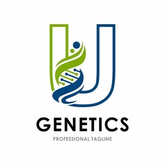 Abstract letter U DNA chromosome vector logo design. Suitable for business, web, art, health, research, science, technology, nucleus and cell symbol © Nickpd