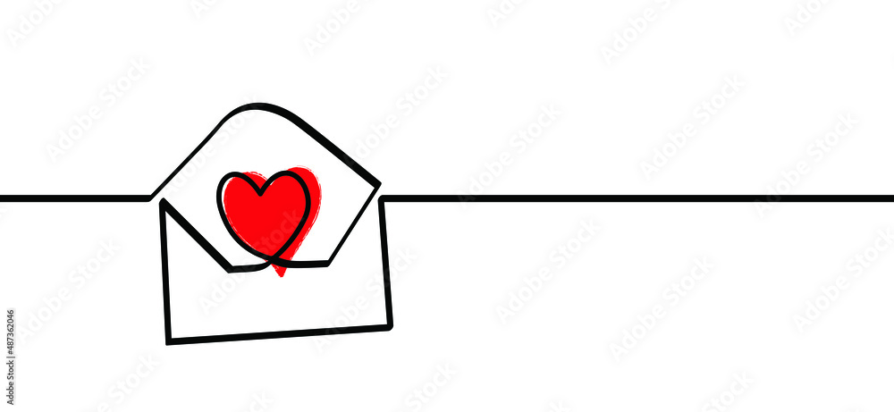 Poster envelope with red love heart. valentine or valentine's day. email, envelope icon or symbol. message 