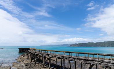 Obraz premium Old remains Hicks Bay wharf.