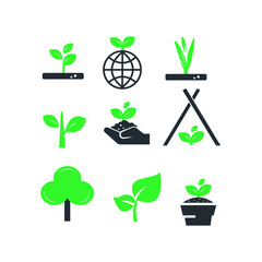 Eco friendly icons collection. Environmental protection. Preservation of nature. Colorful flat illustration.