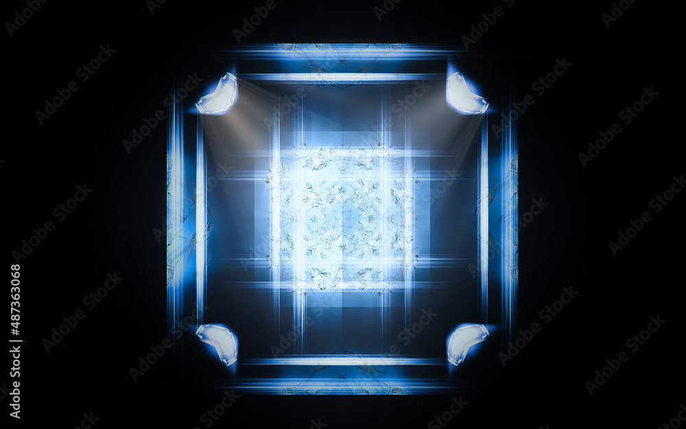 Poster digital illustration abstract image generated fractal background image portal pattern of various geo