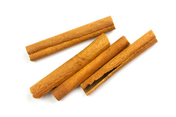Cinnamon sticks isolated on white background. 