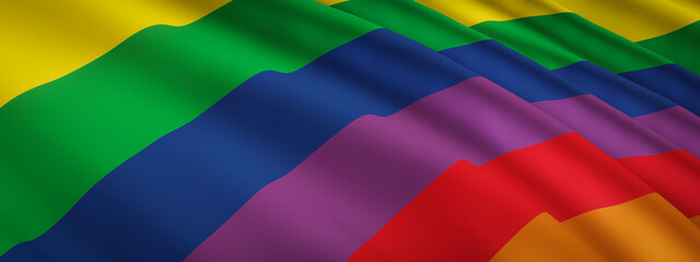 3D Wavy rainbow flag. LGBTQ color.