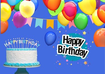  Happy Birthday Wishes Greeting Card party Cakes  Balloons Download Full HD