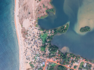 Cape Mount peninsula in Monrovia, Liberia seperating the atlantic ocean and lake piso