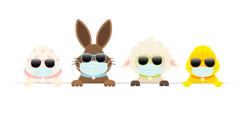 Osterei, Osterhase, Schaf & Küken Maske Sonnenbrille Banner