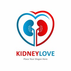Kidney love vector logo template. Suitable for business, health, web and art