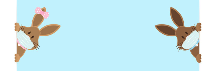 2 Osterhasen Mädchen & Junge Maske Banner Innen Himmel