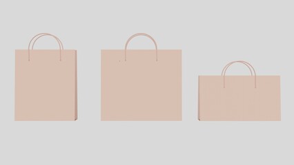 3d paper bags on a colored background