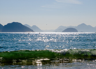 Two colors of the sea at Copacabana beach, Rio de Janeiro, Brazil