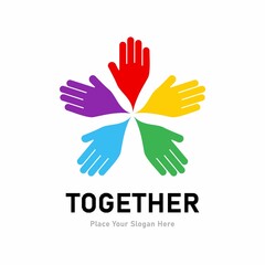 THOGETHER hand people vector logo DESIGN. Suitable for business, web, art, solidarity and social