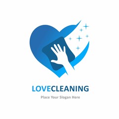 Abstract love cleaning vector logo template. Suitable for business, web, cleaning service and design